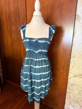⚜️ TIARE HAWAII HOLLIE SHORT DRESS TIE DYE BLUE SZ O/S ⚜️